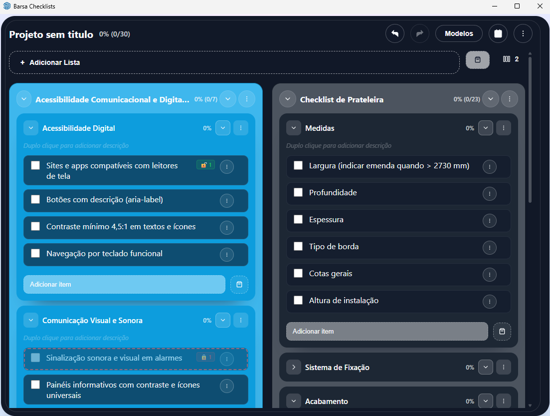 Organize seus projetos com Barsa Checklists