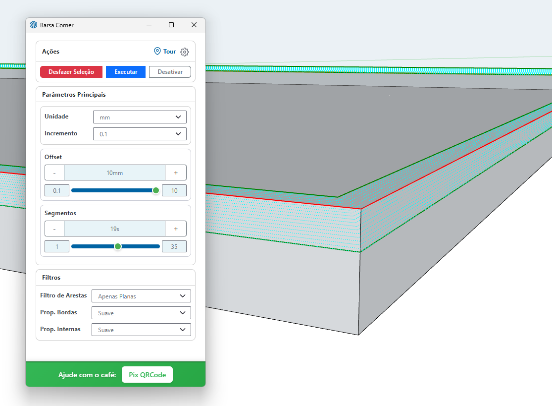Configurações de raio